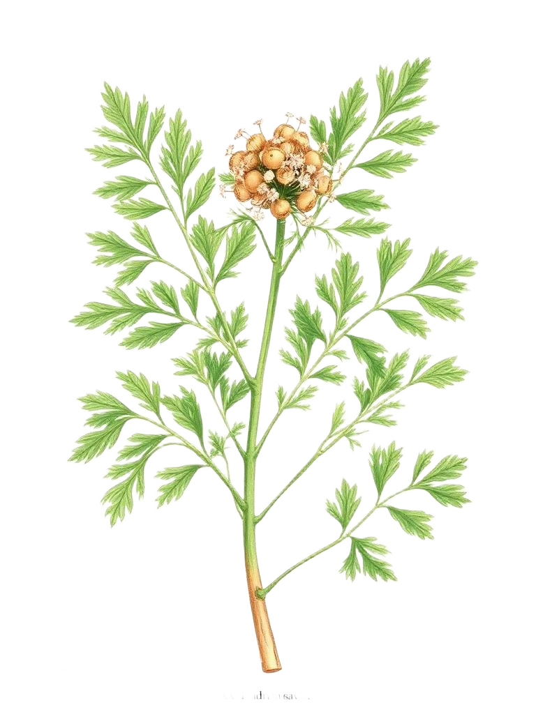 Coriander botanical illustration