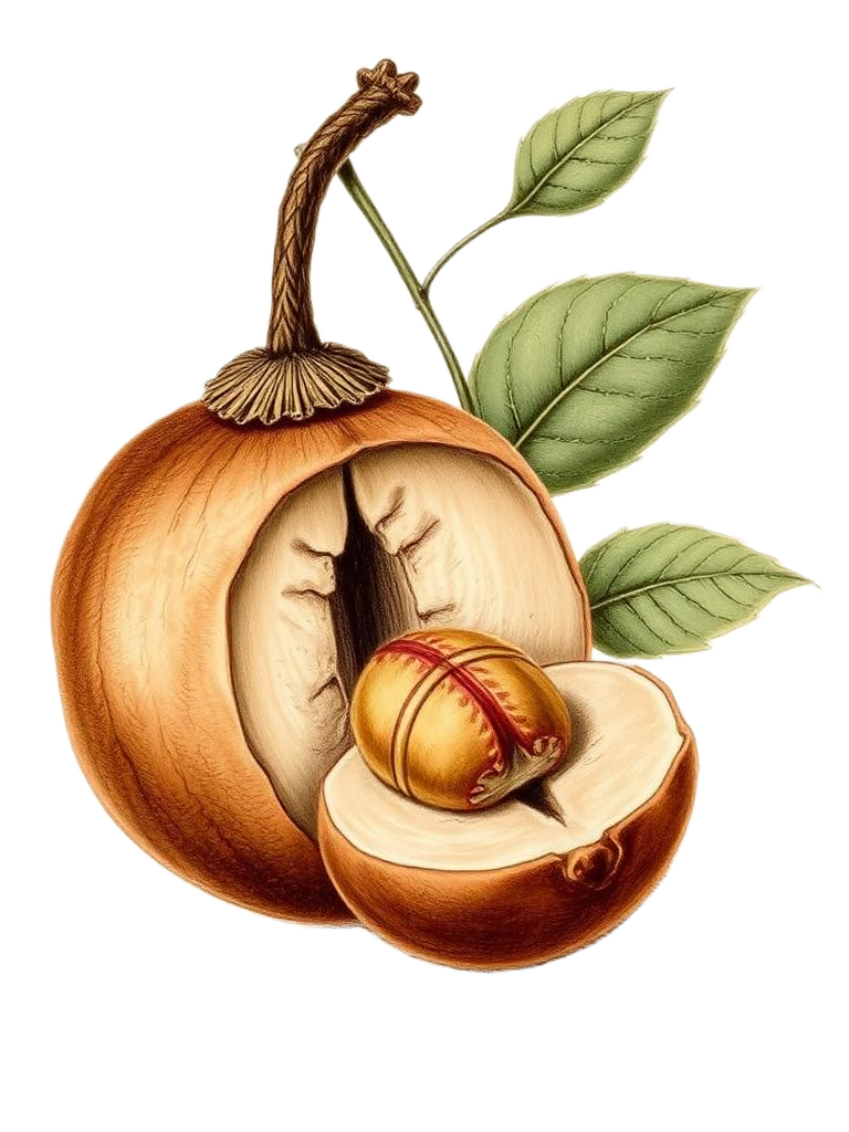Nutmeg botanical illustration