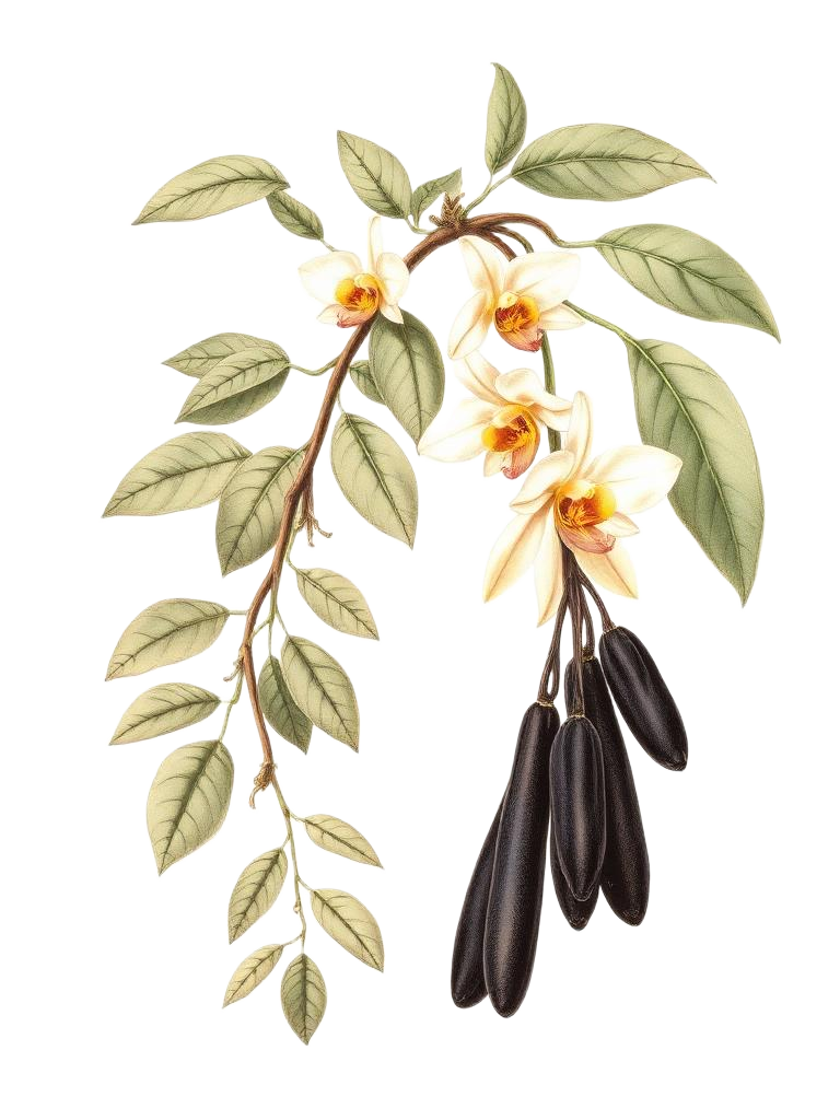 Vanilla botanical illustration